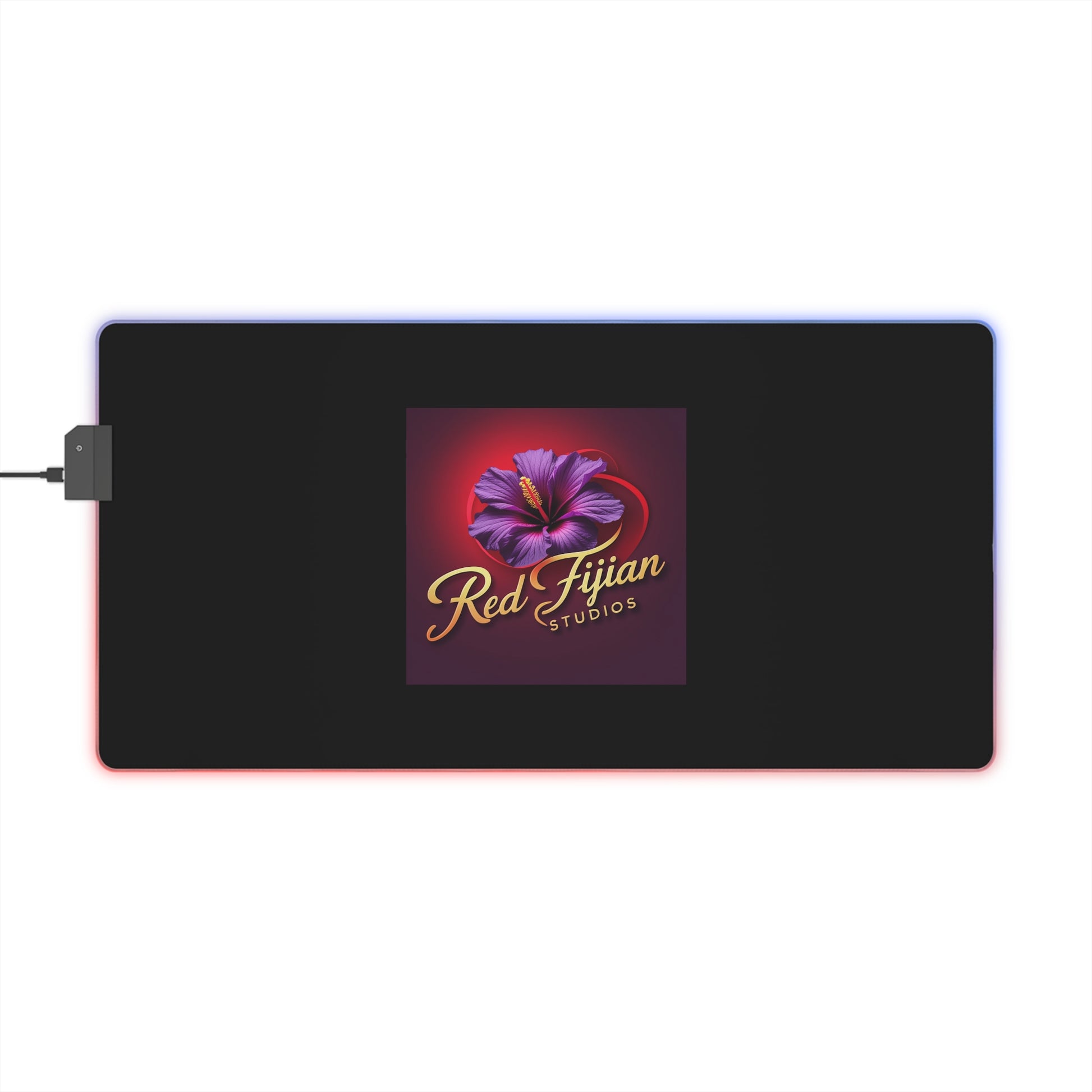 LED Gaming Mouse Pad with Colorful Lighting, Gamer Gift, Desk Accessories, Modern Home Office Decor, Red Fijian Studios Design