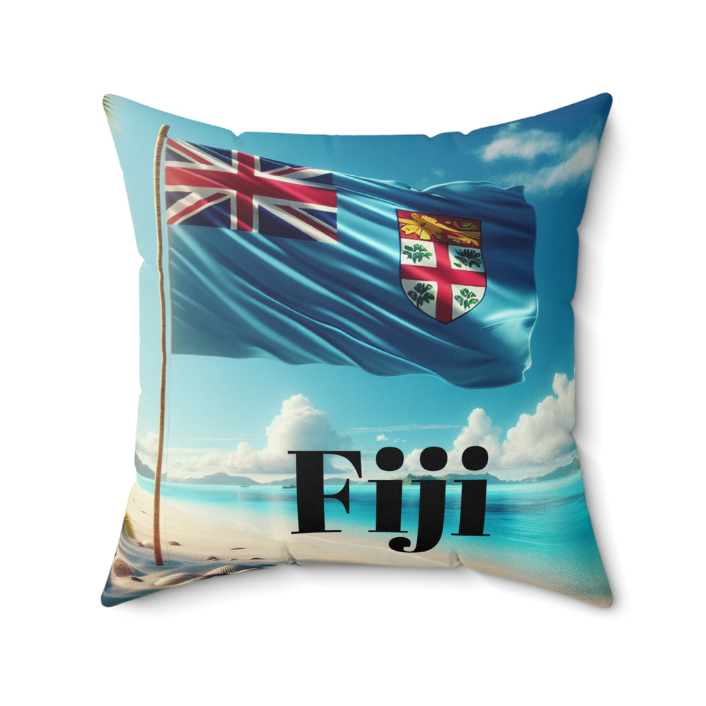 Fiji Flag Beach Decor Pillow | Boho Home Accent | Summer Vibes | Perfect for Beach Lovers, Travel Enthusiasts, Tropical Decor