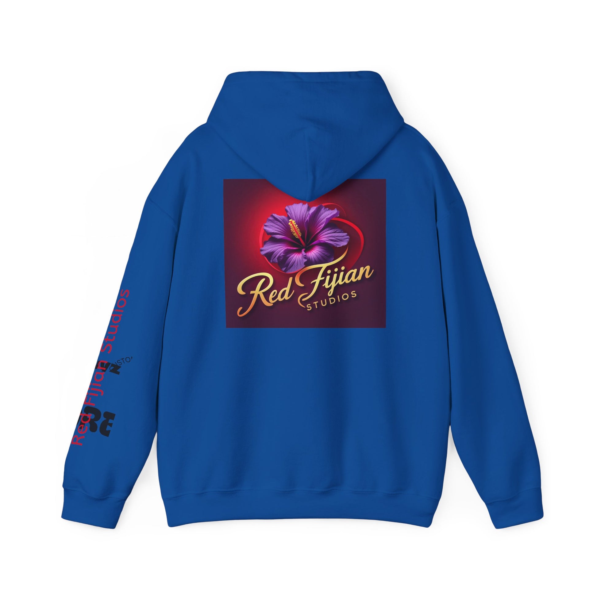 Red Fijian Studios Hooded Sweatshirt, Unisex Hoodie, Cozy Gift, Trendy Apparel, Casual Wear, Spring Fashion