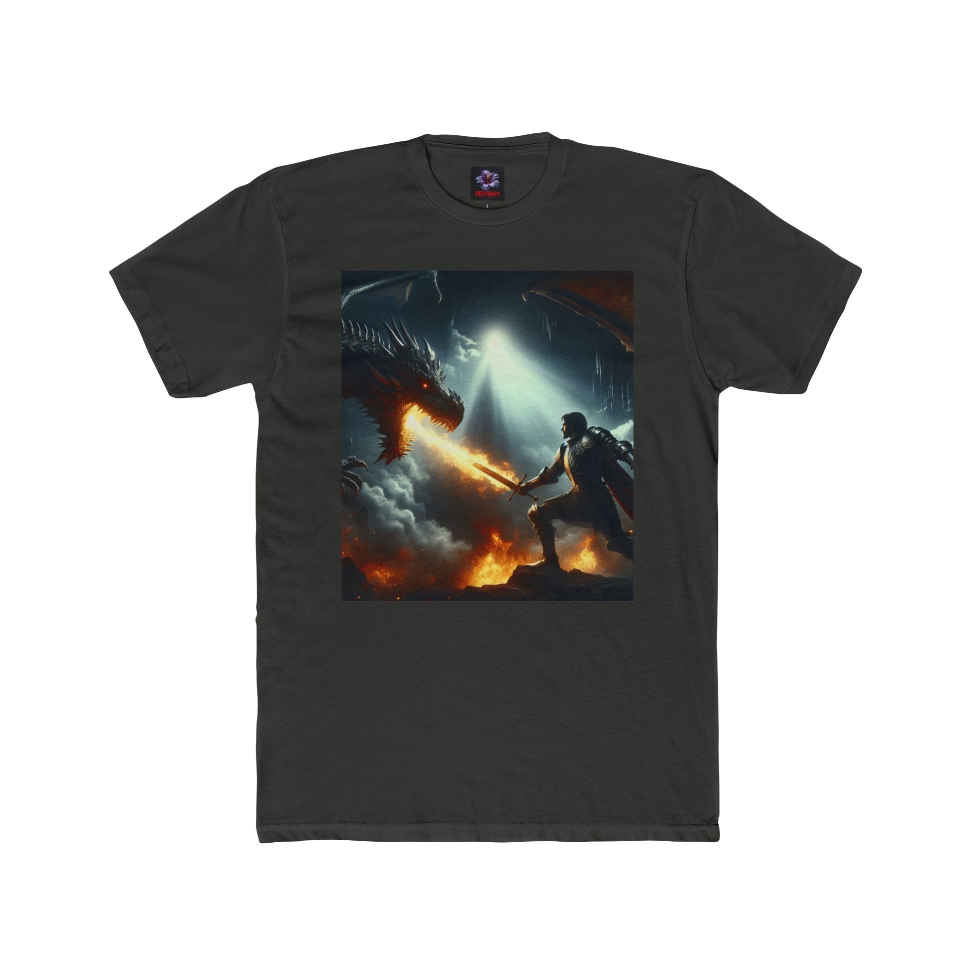 Epic Dragon Battle Unisex Cotton Crew Tee, Fantasy T-Shirt, Gift for Gamers, Adventure Apparel, Dragon Lover Top, Graphic Tee