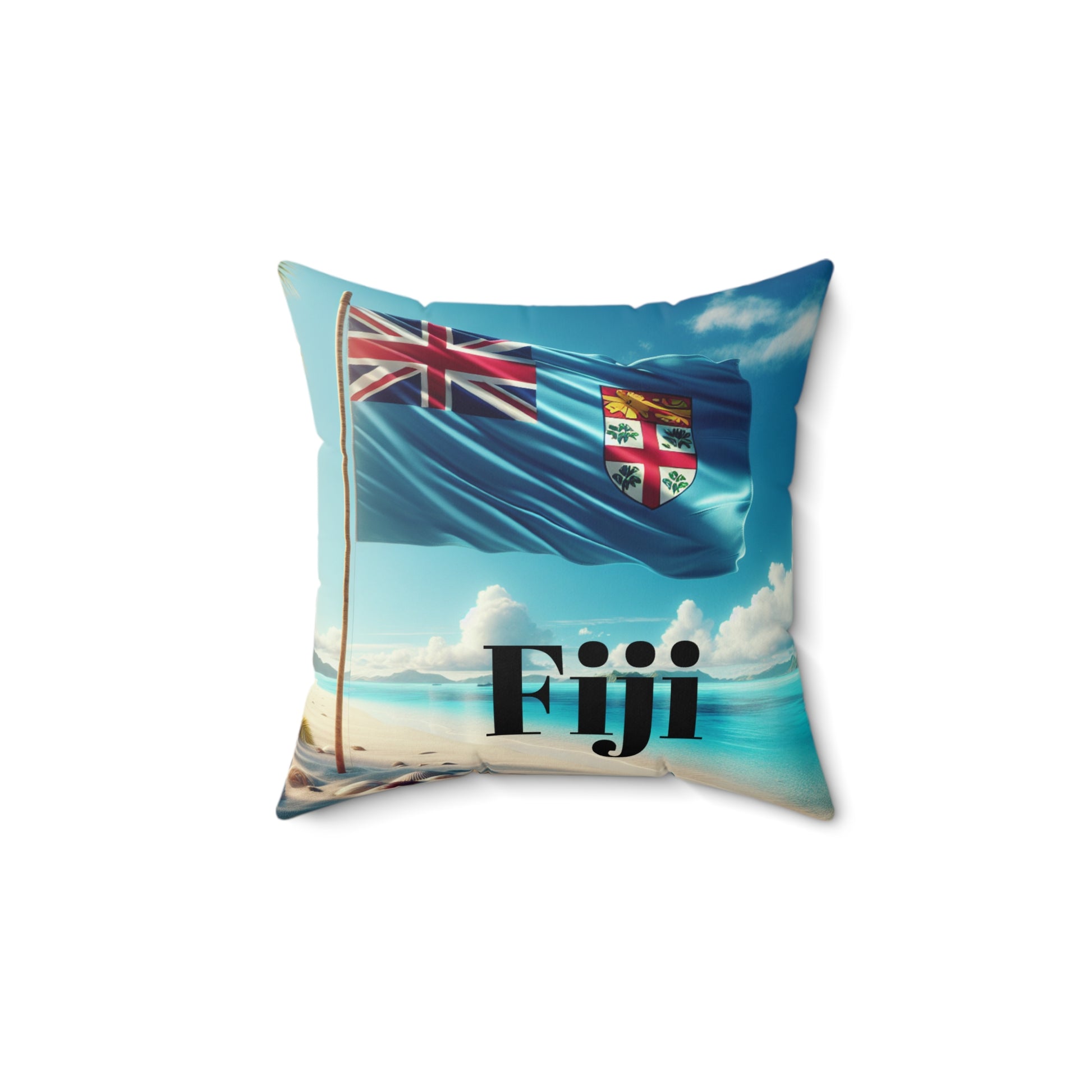 Fiji Flag Beach Decor Pillow | Boho Home Accent | Summer Vibes | Perfect for Beach Lovers, Travel Enthusiasts, Tropical Decor