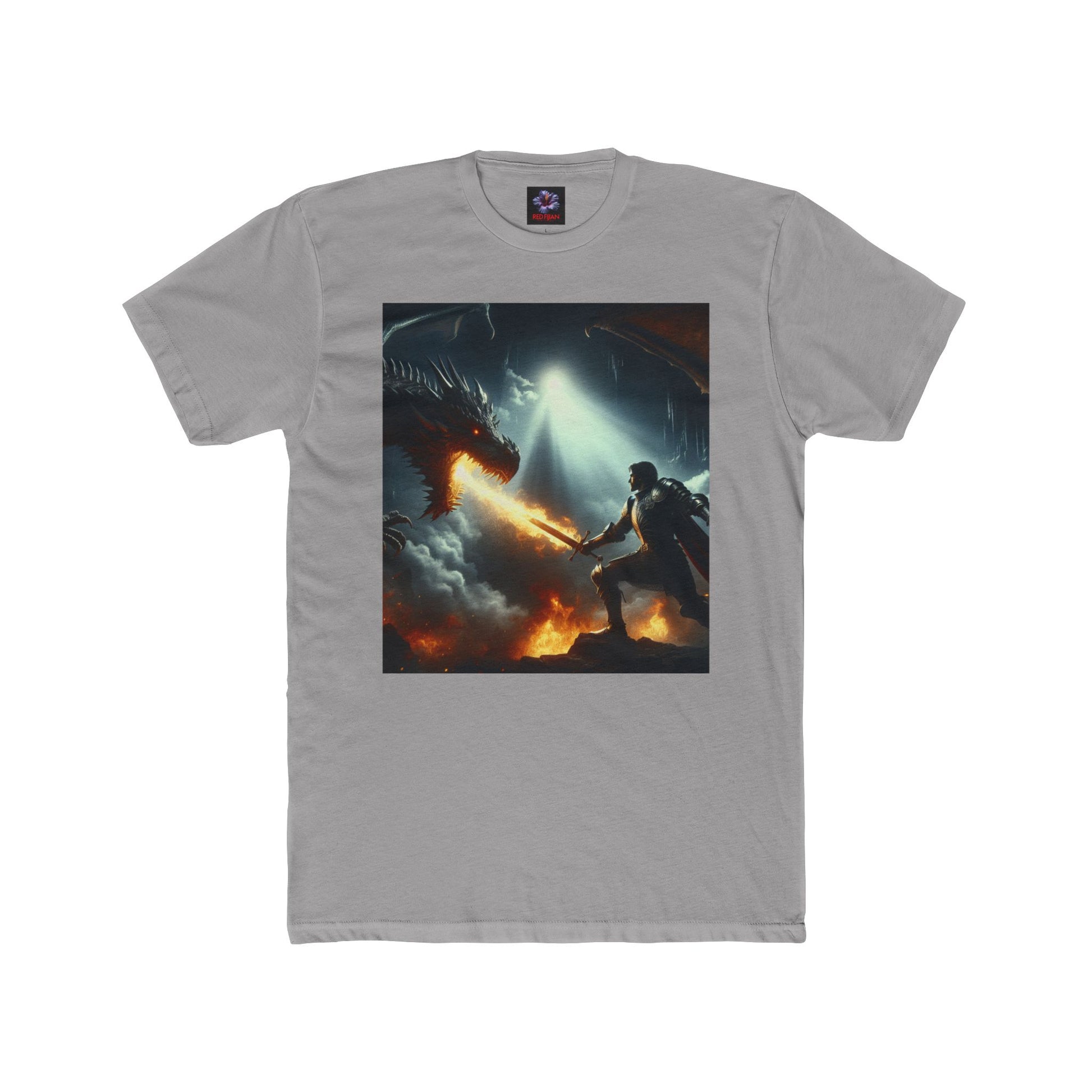 Epic Dragon Battle Unisex Cotton Crew Tee, Fantasy T-Shirt, Gift for Gamers, Adventure Apparel, Dragon Lover Top, Graphic Tee