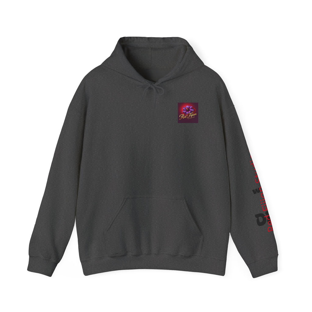 Red Fijian Studios Hooded Sweatshirt, Unisex Hoodie, Cozy Gift, Trendy Apparel, Casual Wear, Spring Fashion