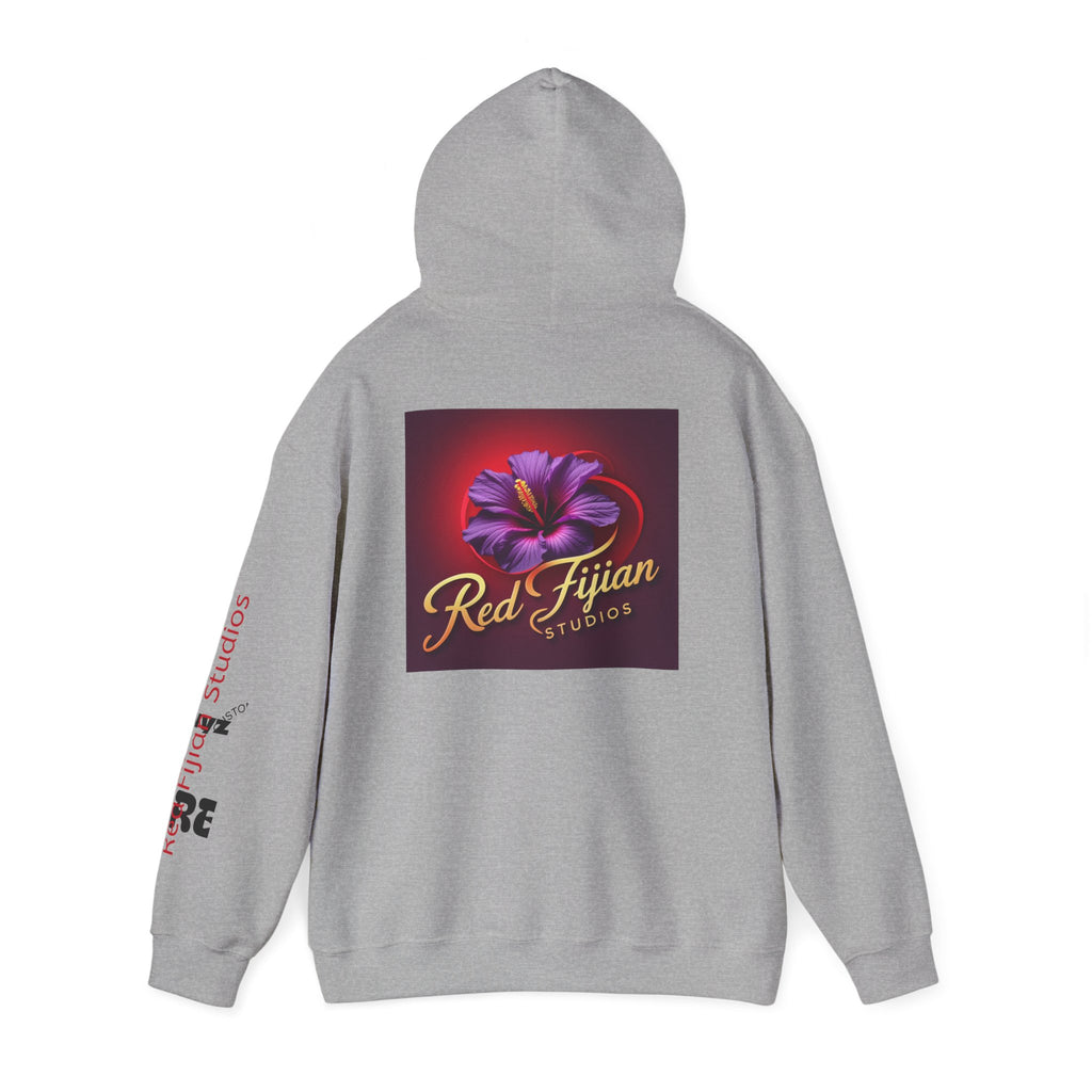 Red Fijian Studios Hooded Sweatshirt, Unisex Hoodie, Cozy Gift, Trendy Apparel, Casual Wear, Spring Fashion