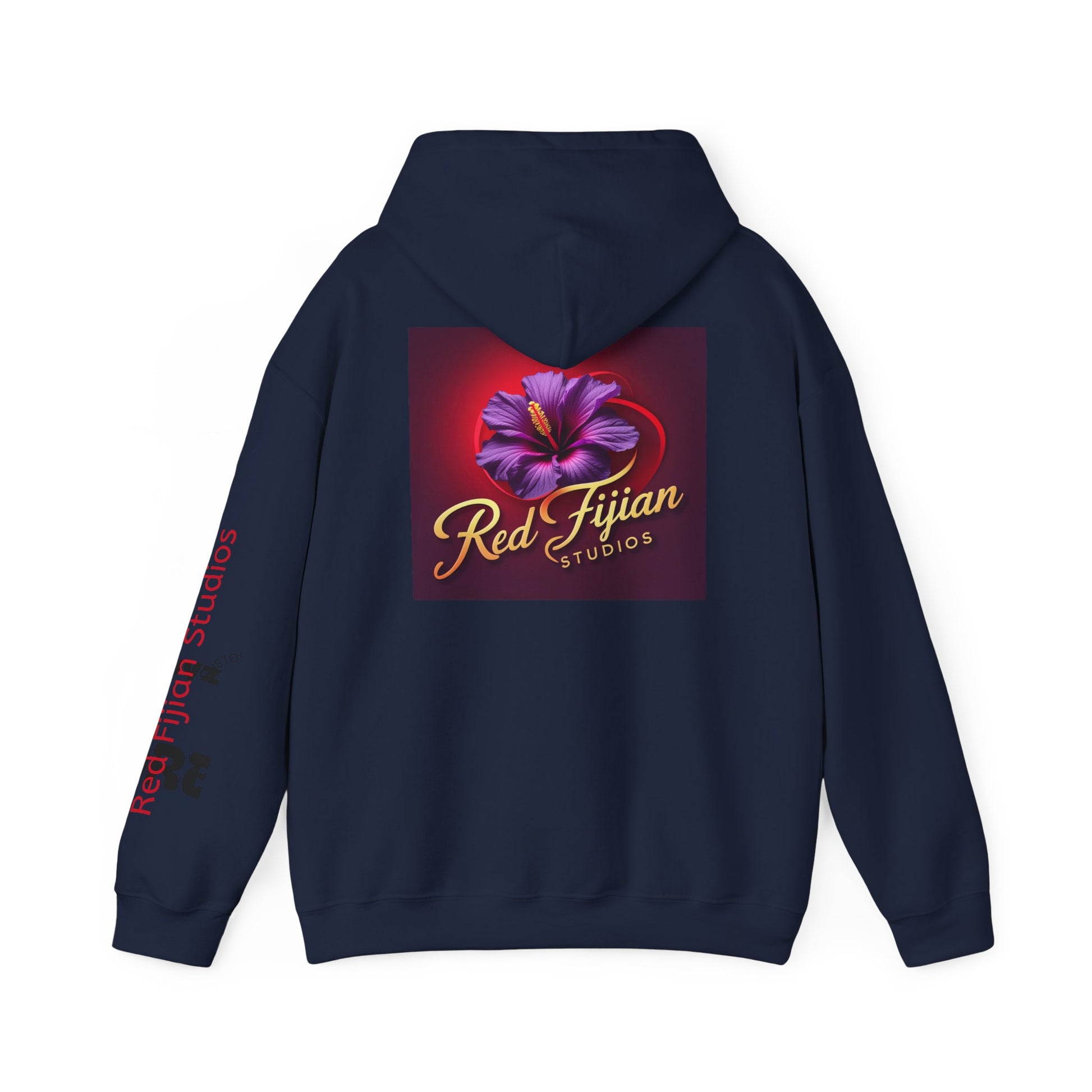Red Fijian Studios Hooded Sweatshirt, Unisex Hoodie, Cozy Gift, Trendy Apparel, Casual Wear, Spring Fashion