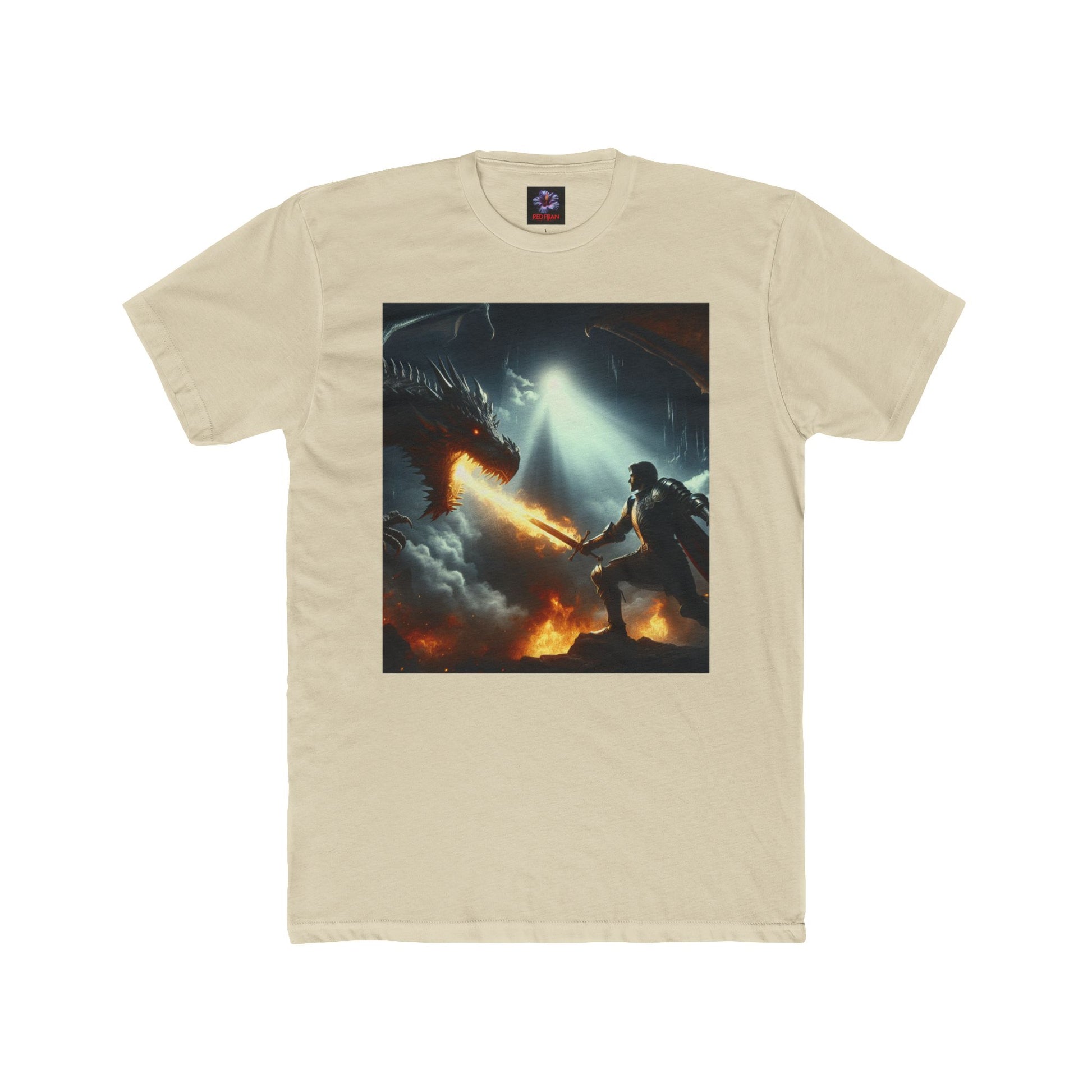 Epic Dragon Battle Unisex Cotton Crew Tee, Fantasy T-Shirt, Gift for Gamers, Adventure Apparel, Dragon Lover Top, Graphic Tee