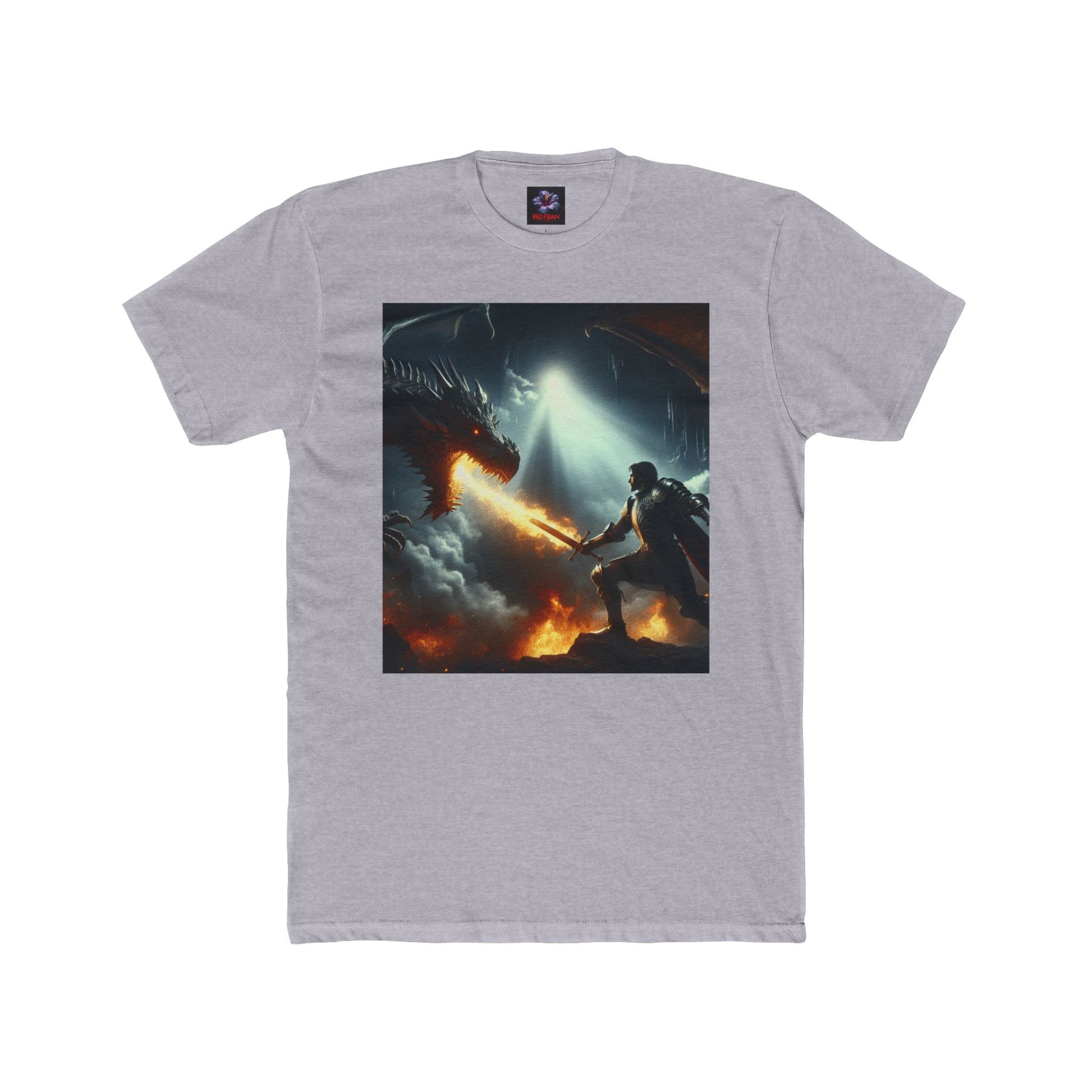 Epic Dragon Battle Unisex Cotton Crew Tee, Fantasy T-Shirt, Gift for Gamers, Adventure Apparel, Dragon Lover Top, Graphic Tee