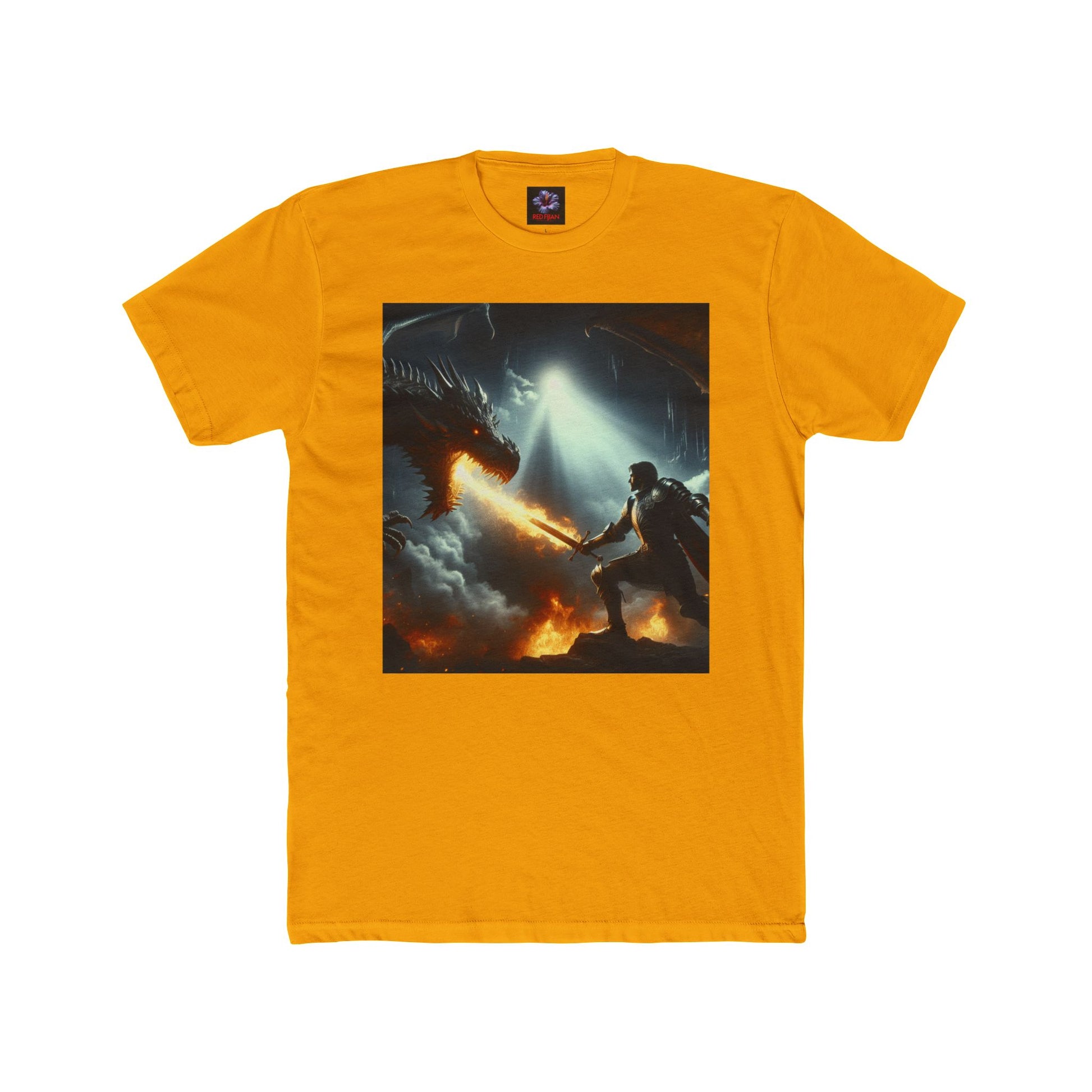 Epic Dragon Battle Unisex Cotton Crew Tee, Fantasy T-Shirt, Gift for Gamers, Adventure Apparel, Dragon Lover Top, Graphic Tee