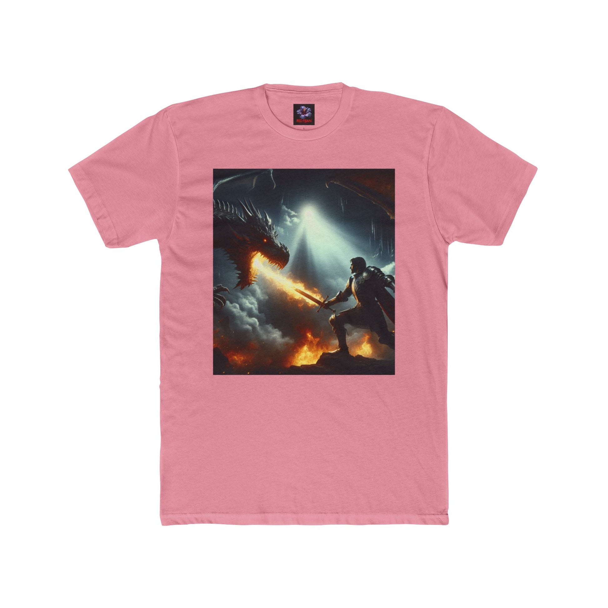 Epic Dragon Battle Unisex Cotton Crew Tee, Fantasy T-Shirt, Gift for Gamers, Adventure Apparel, Dragon Lover Top, Graphic Tee