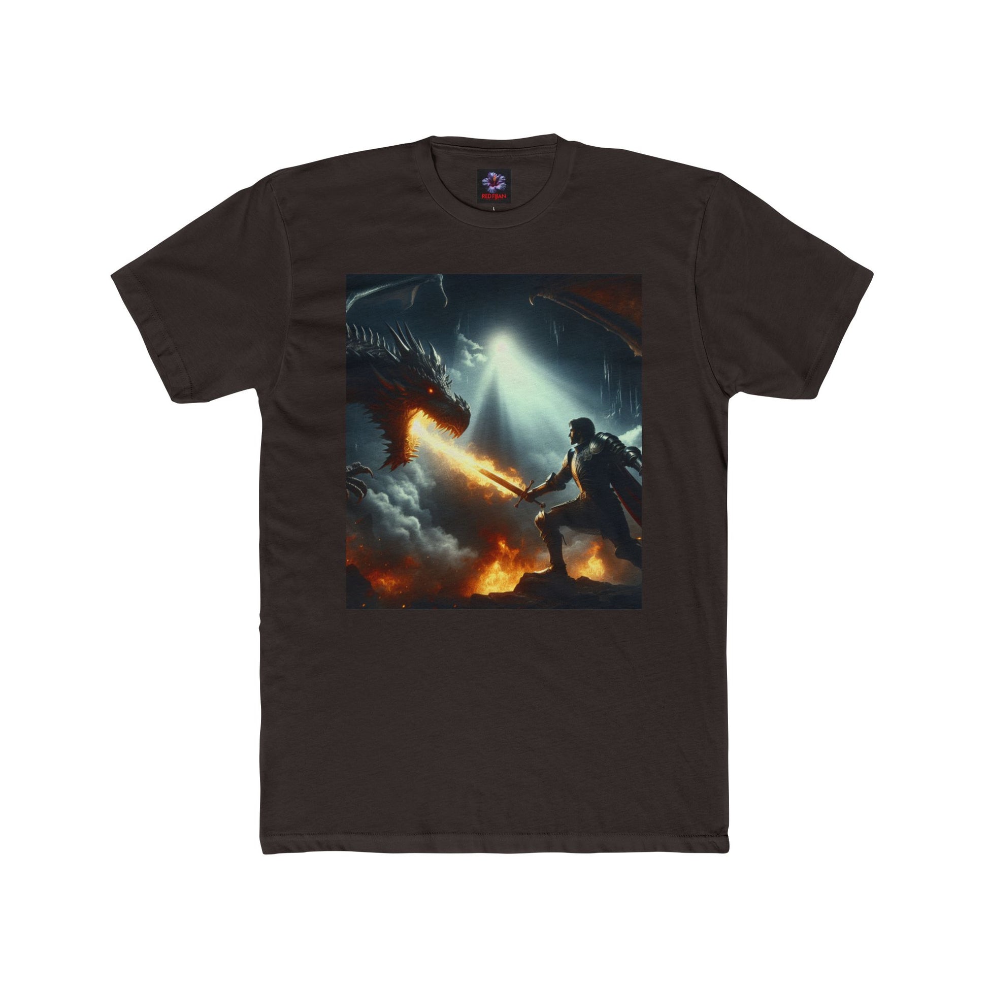 Epic Dragon Battle Unisex Cotton Crew Tee, Fantasy T-Shirt, Gift for Gamers, Adventure Apparel, Dragon Lover Top, Graphic Tee