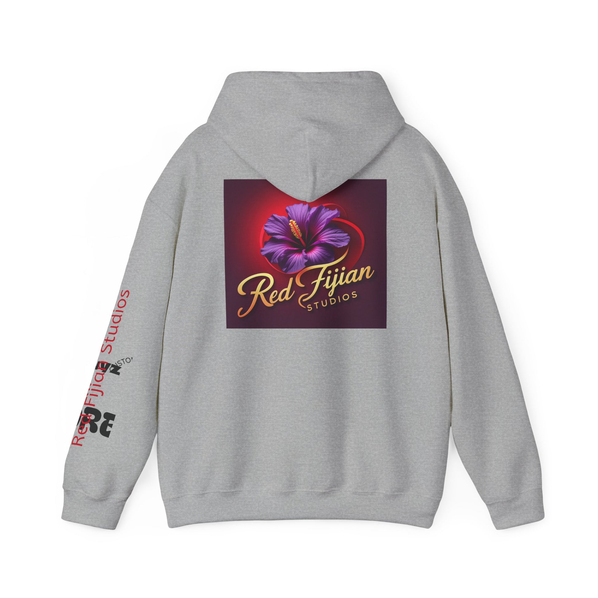 Red Fijian Studios Hooded Sweatshirt, Unisex Hoodie, Cozy Gift, Trendy Apparel, Casual Wear, Spring Fashion