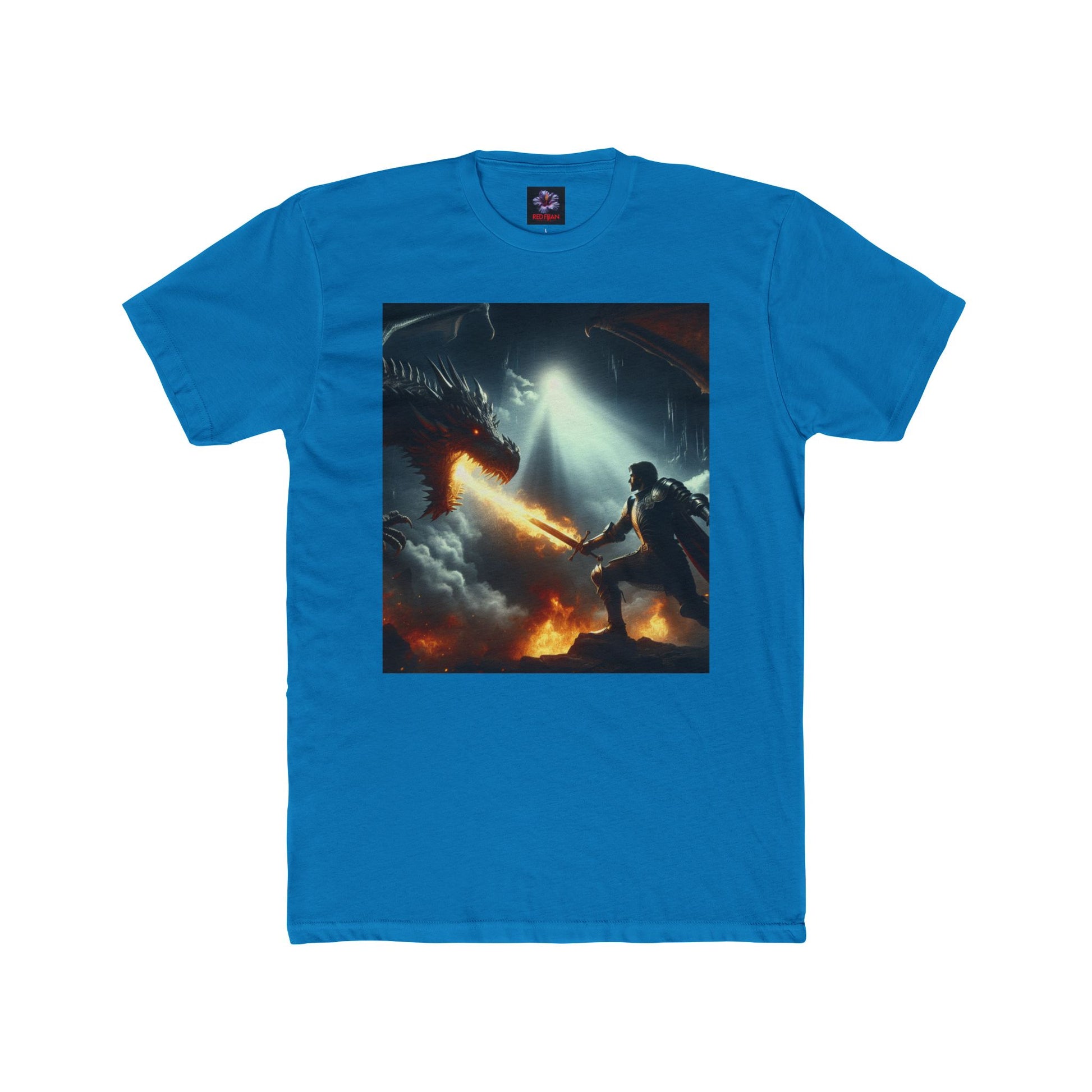 Epic Dragon Battle Unisex Cotton Crew Tee, Fantasy T-Shirt, Gift for Gamers, Adventure Apparel, Dragon Lover Top, Graphic Tee