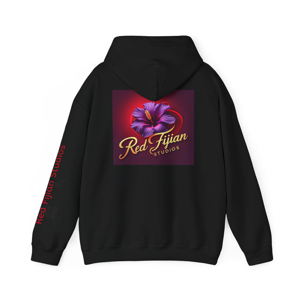 Red Fijian Studios Hooded Sweatshirt, Unisex Hoodie, Cozy Gift, Trendy Apparel, Casual Wear, Spring Fashion