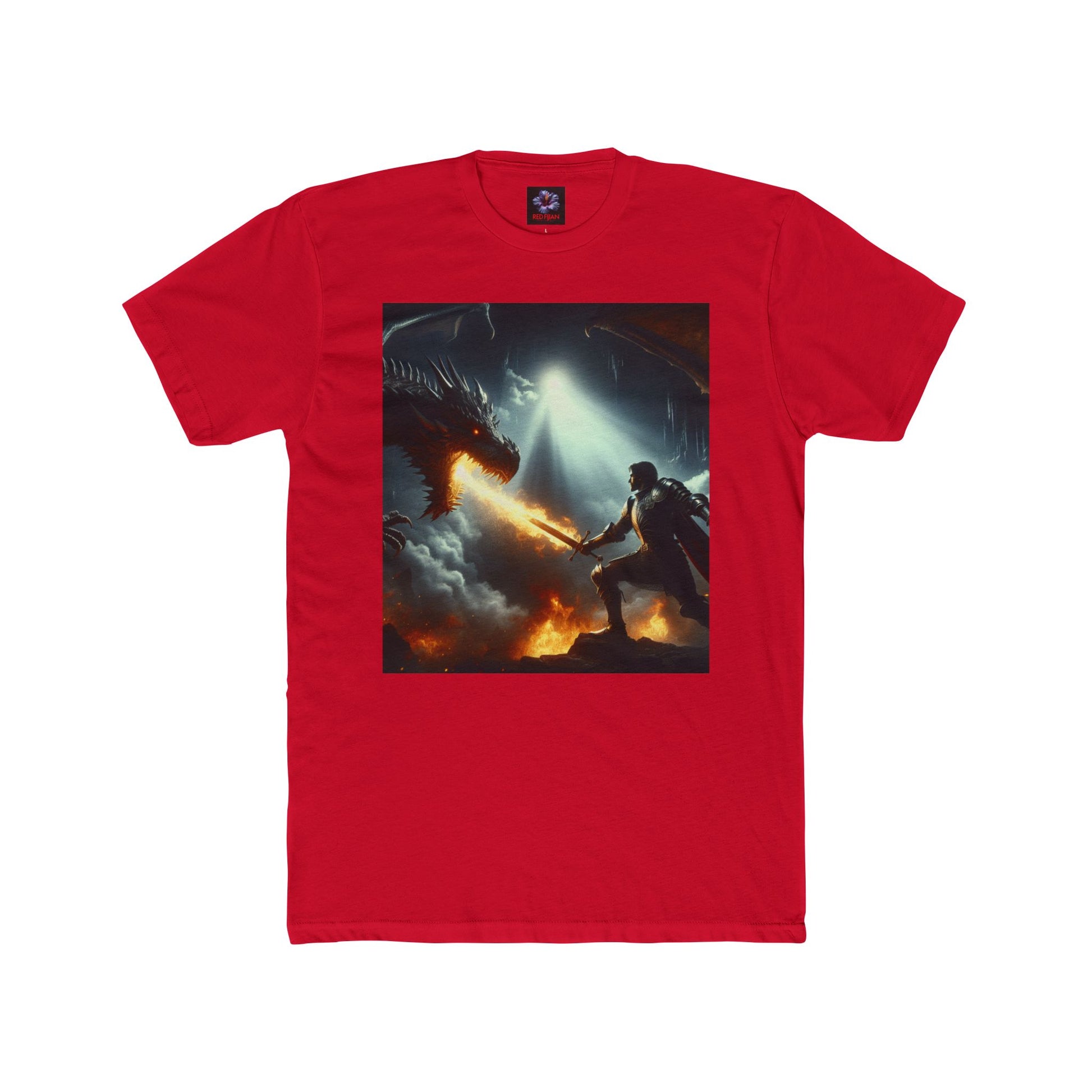 Epic Dragon Battle Unisex Cotton Crew Tee, Fantasy T-Shirt, Gift for Gamers, Adventure Apparel, Dragon Lover Top, Graphic Tee