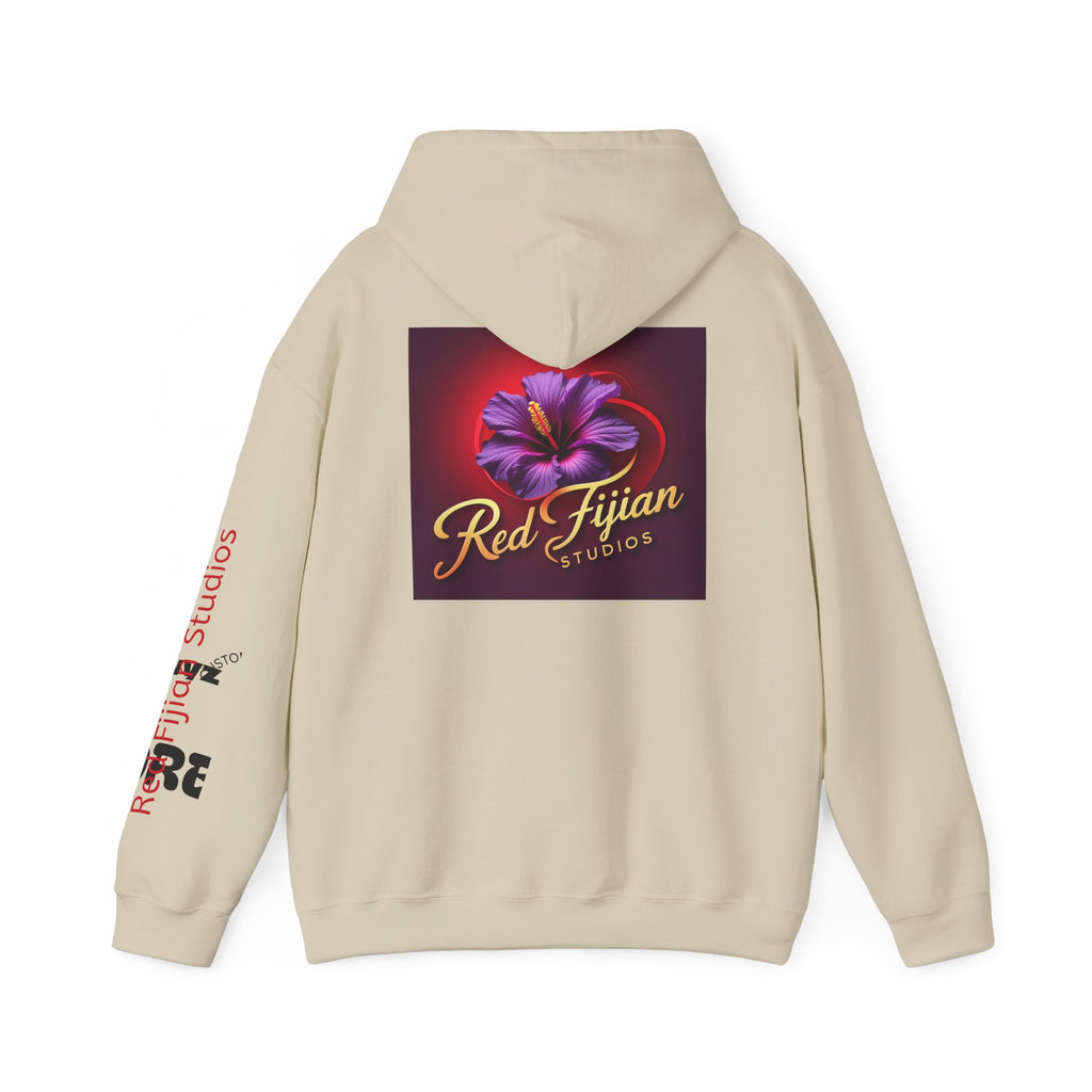 Red Fijian Studios Hooded Sweatshirt, Unisex Hoodie, Cozy Gift, Trendy Apparel, Casual Wear, Spring Fashion