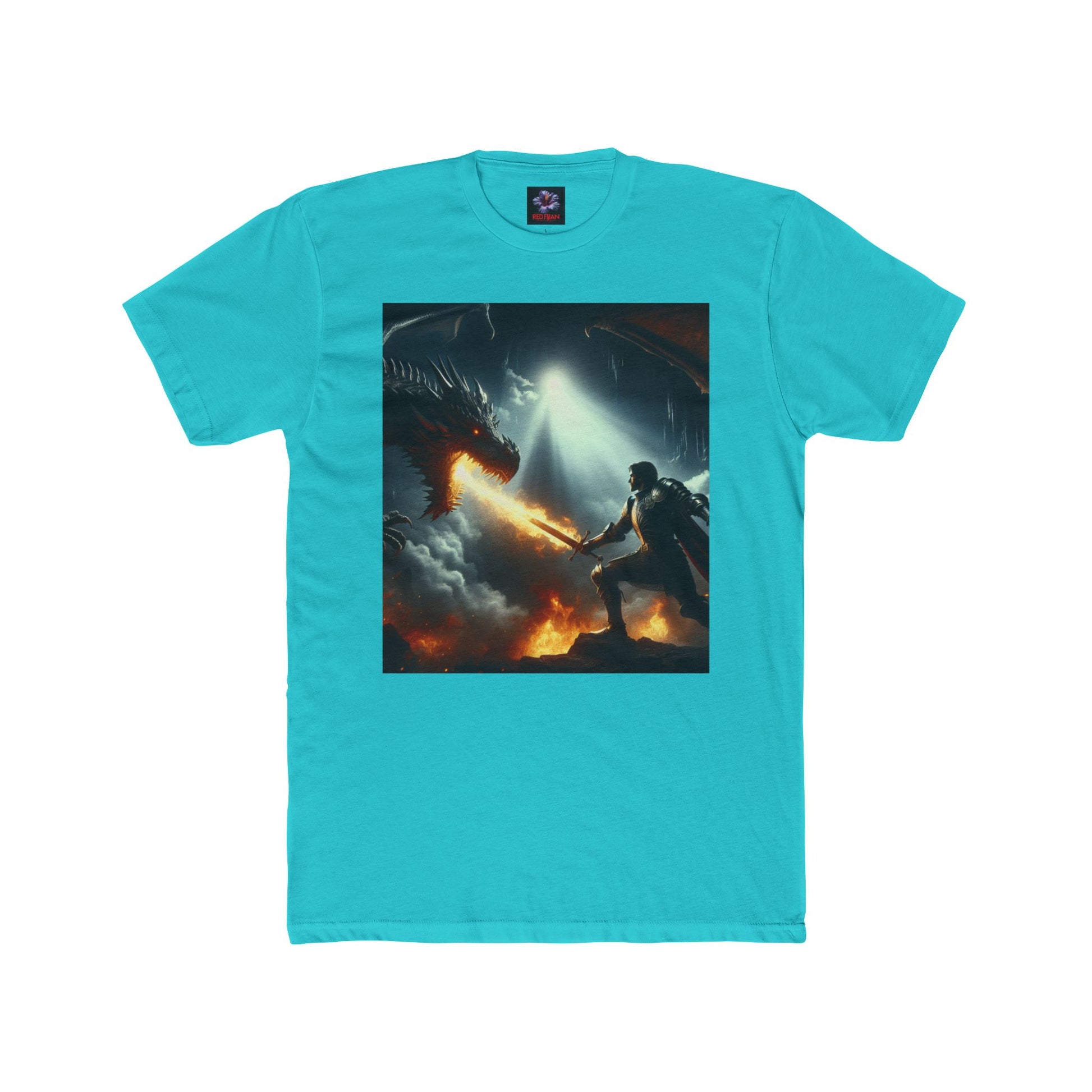 Epic Dragon Battle Unisex Cotton Crew Tee, Fantasy T-Shirt, Gift for Gamers, Adventure Apparel, Dragon Lover Top, Graphic Tee