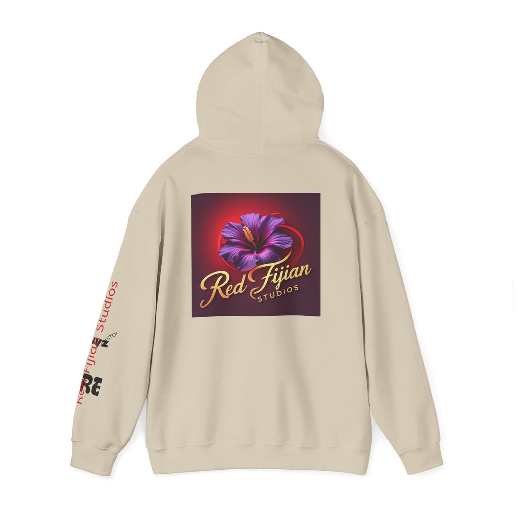 Red Fijian Studios Hooded Sweatshirt, Unisex Hoodie, Cozy Gift, Trendy Apparel, Casual Wear, Spring Fashion