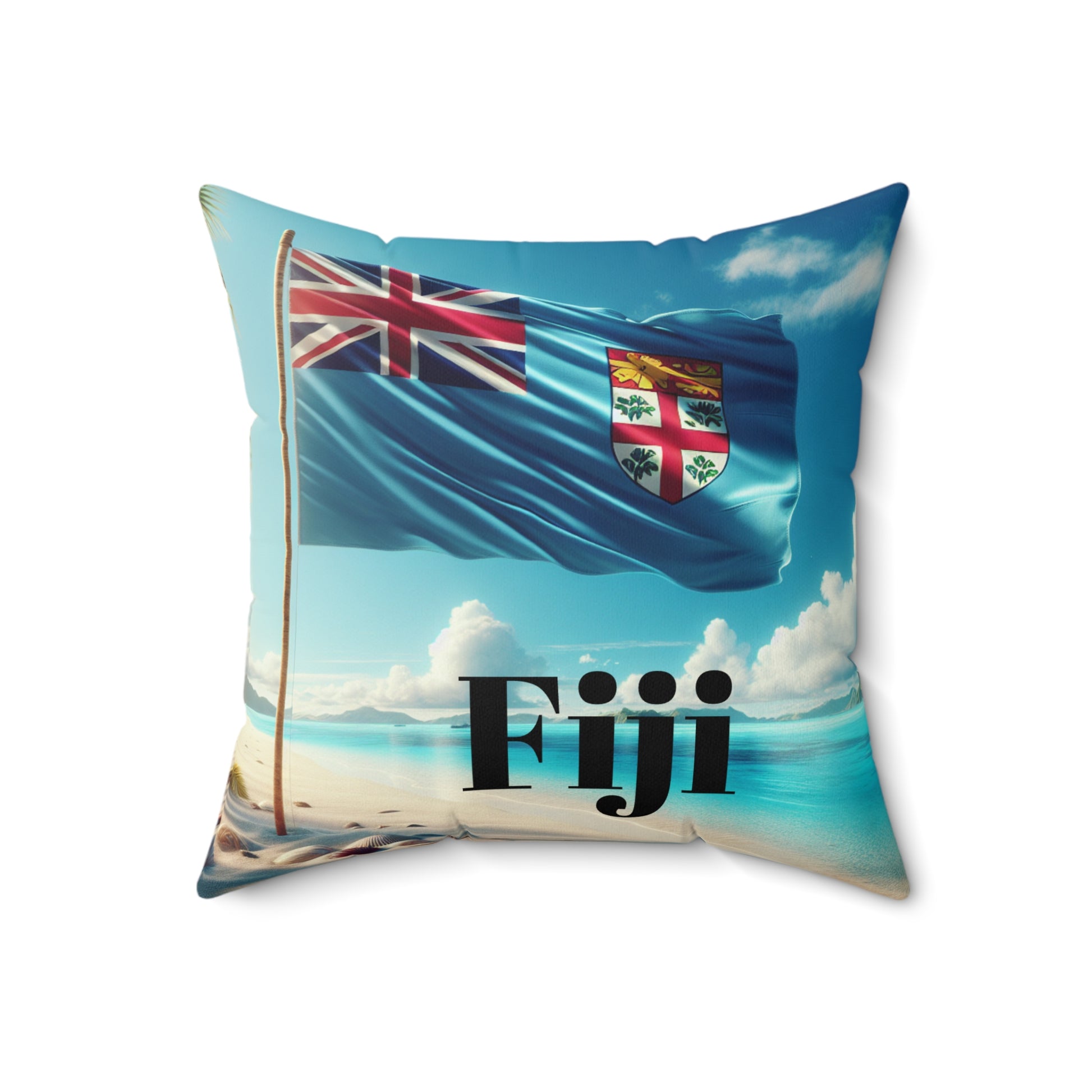 Fiji Flag Beach Decor Pillow | Boho Home Accent | Summer Vibes | Perfect for Beach Lovers, Travel Enthusiasts, Tropical Decor