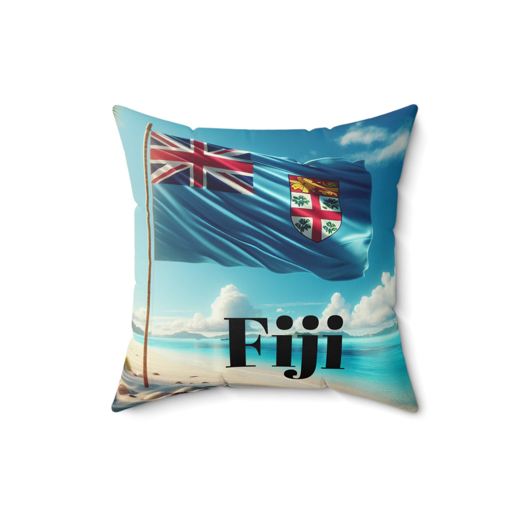 Fiji Flag Beach Decor Pillow | Boho Home Accent | Summer Vibes | Perfect for Beach Lovers, Travel Enthusiasts, Tropical Decor