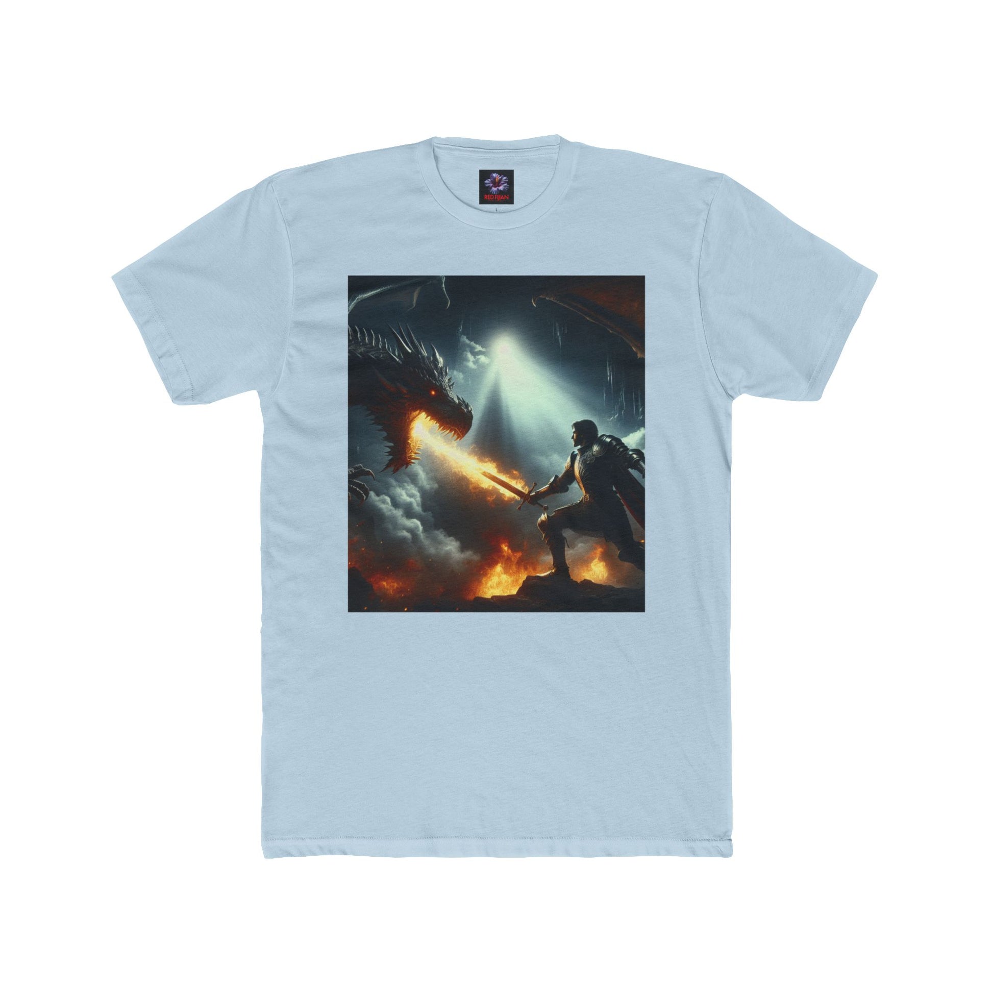 Epic Dragon Battle Unisex Cotton Crew Tee, Fantasy T-Shirt, Gift for Gamers, Adventure Apparel, Dragon Lover Top, Graphic Tee