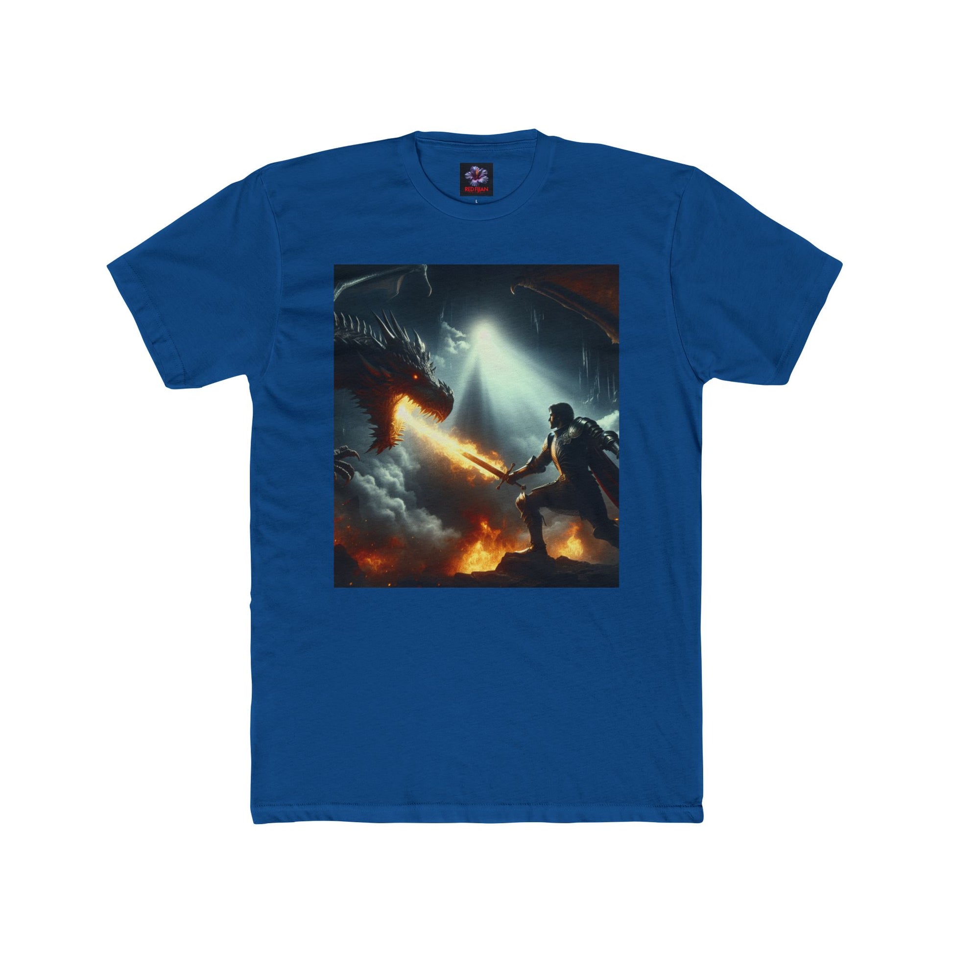Epic Dragon Battle Unisex Cotton Crew Tee, Fantasy T-Shirt, Gift for Gamers, Adventure Apparel, Dragon Lover Top, Graphic Tee