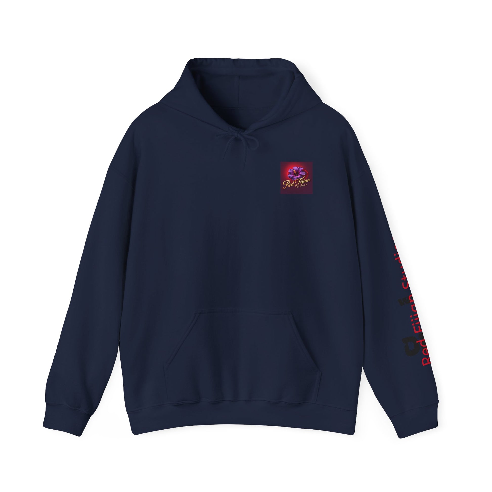 Red Fijian Studios Hooded Sweatshirt, Unisex Hoodie, Cozy Gift, Trendy Apparel, Casual Wear, Spring Fashion