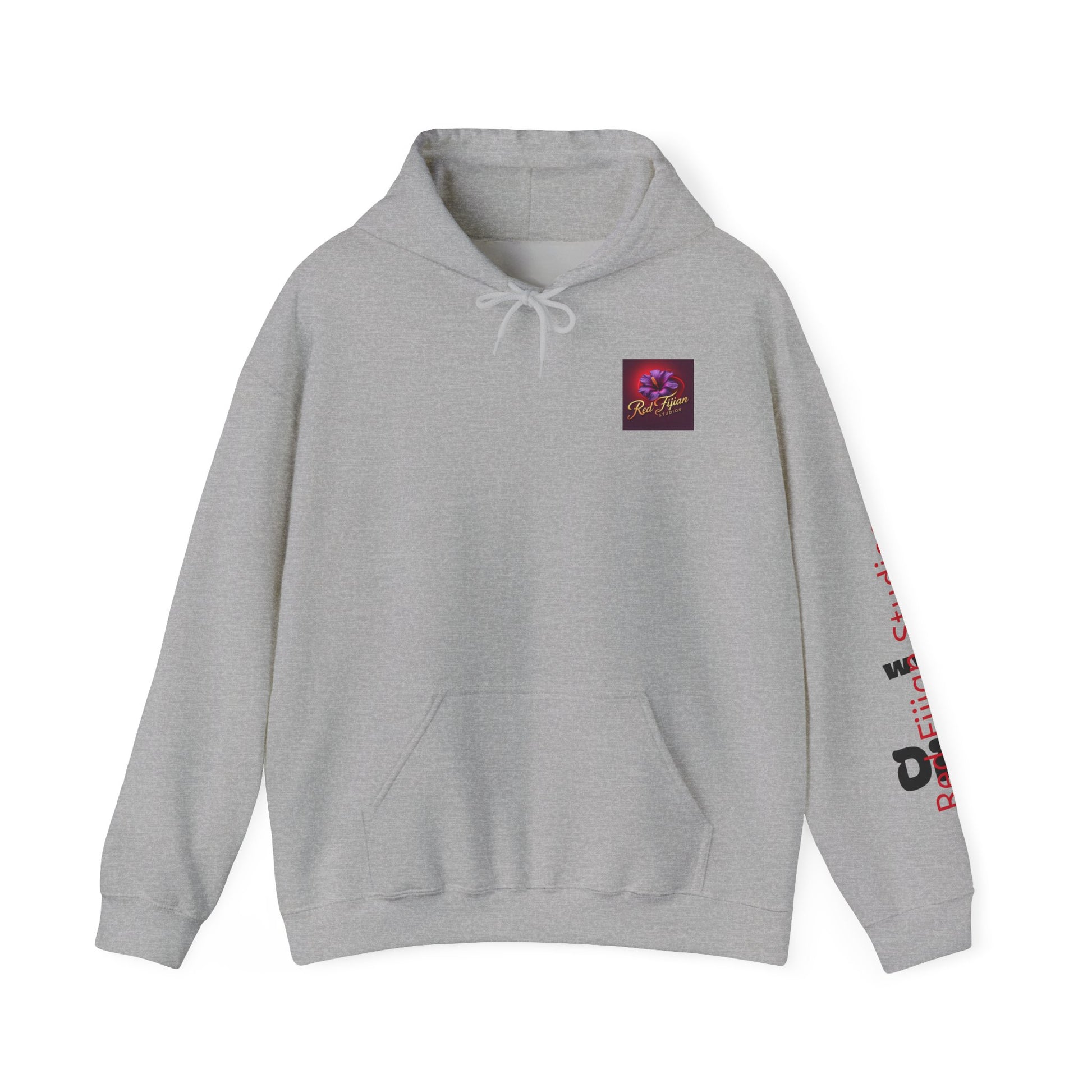 Red Fijian Studios Hooded Sweatshirt, Unisex Hoodie, Cozy Gift, Trendy Apparel, Casual Wear, Spring Fashion