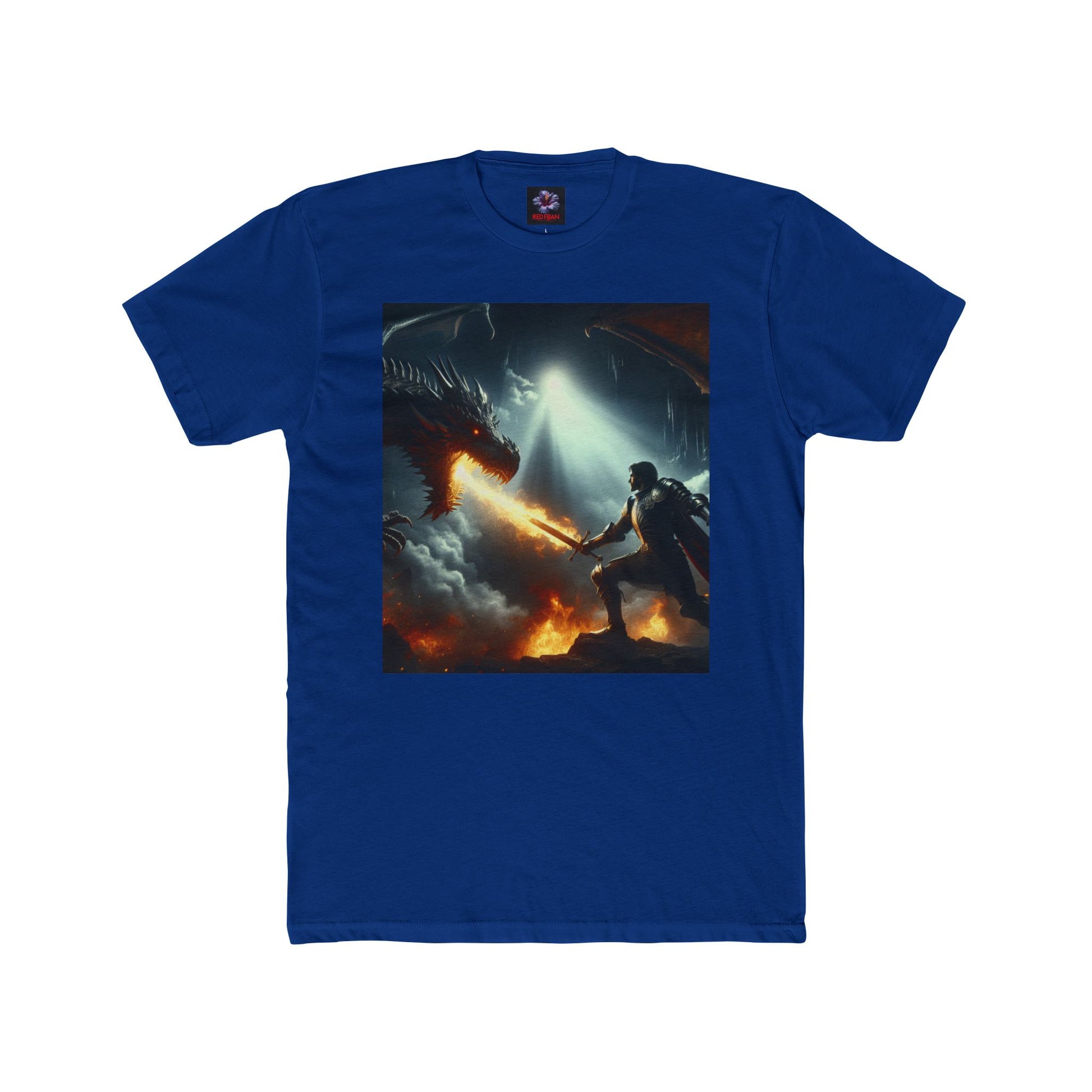 Epic Dragon Battle Unisex Cotton Crew Tee, Fantasy T-Shirt, Gift for Gamers, Adventure Apparel, Dragon Lover Top, Graphic Tee
