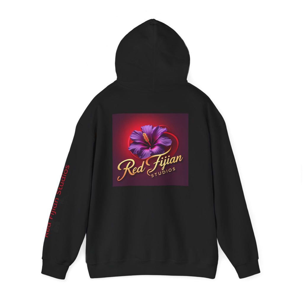 Red Fijian Studios Hooded Sweatshirt, Unisex Hoodie, Cozy Gift, Trendy Apparel, Casual Wear, Spring Fashion