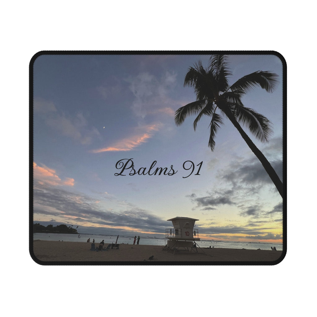 Mouse Pad — 'Psalms 91' Beach Sunset Non‑Slip Gaming Pad