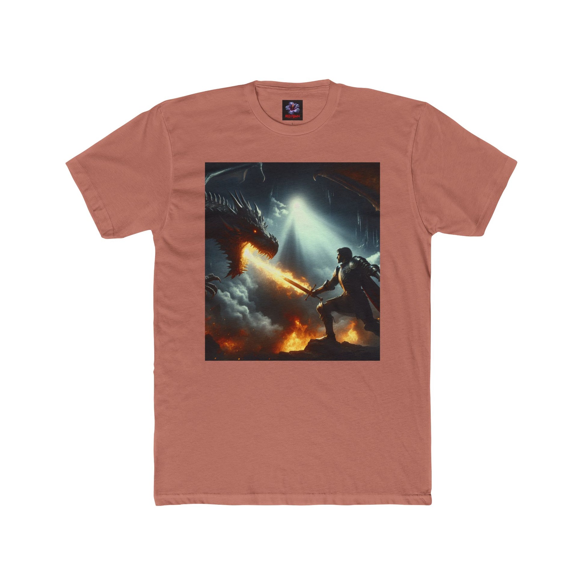 Epic Dragon Battle Unisex Cotton Crew Tee, Fantasy T-Shirt, Gift for Gamers, Adventure Apparel, Dragon Lover Top, Graphic Tee