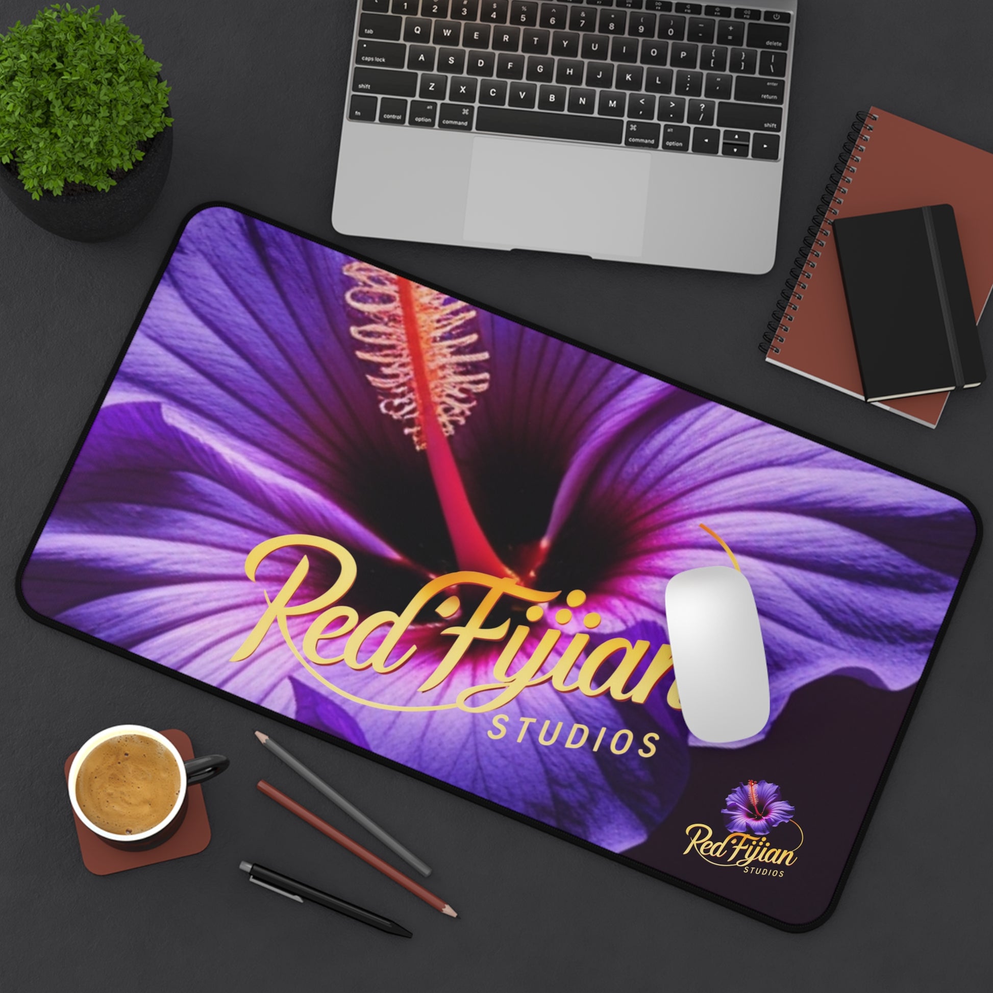 Hibiscus Desk Mat — Red Fijian Studios Floral Mouse Pad