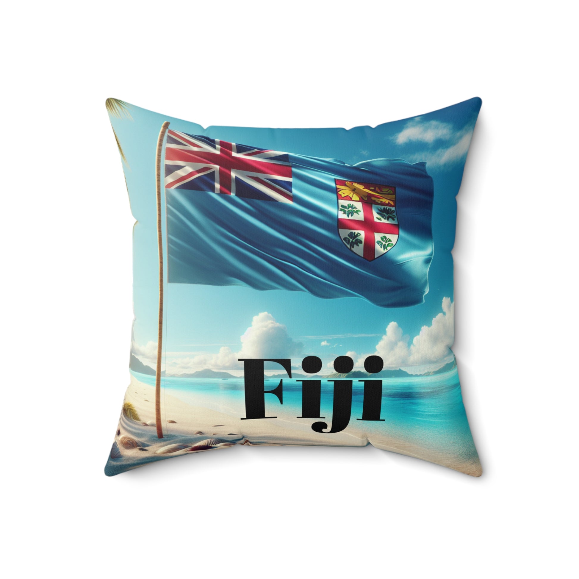 Fiji Flag Beach Decor Pillow | Boho Home Accent | Summer Vibes | Perfect for Beach Lovers, Travel Enthusiasts, Tropical Decor