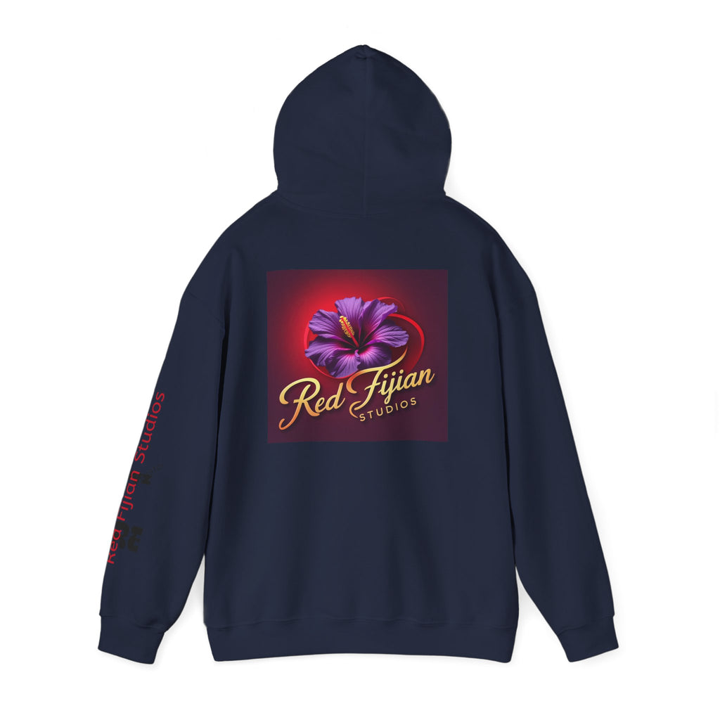 Red Fijian Studios Hooded Sweatshirt, Unisex Hoodie, Cozy Gift, Trendy Apparel, Casual Wear, Spring Fashion