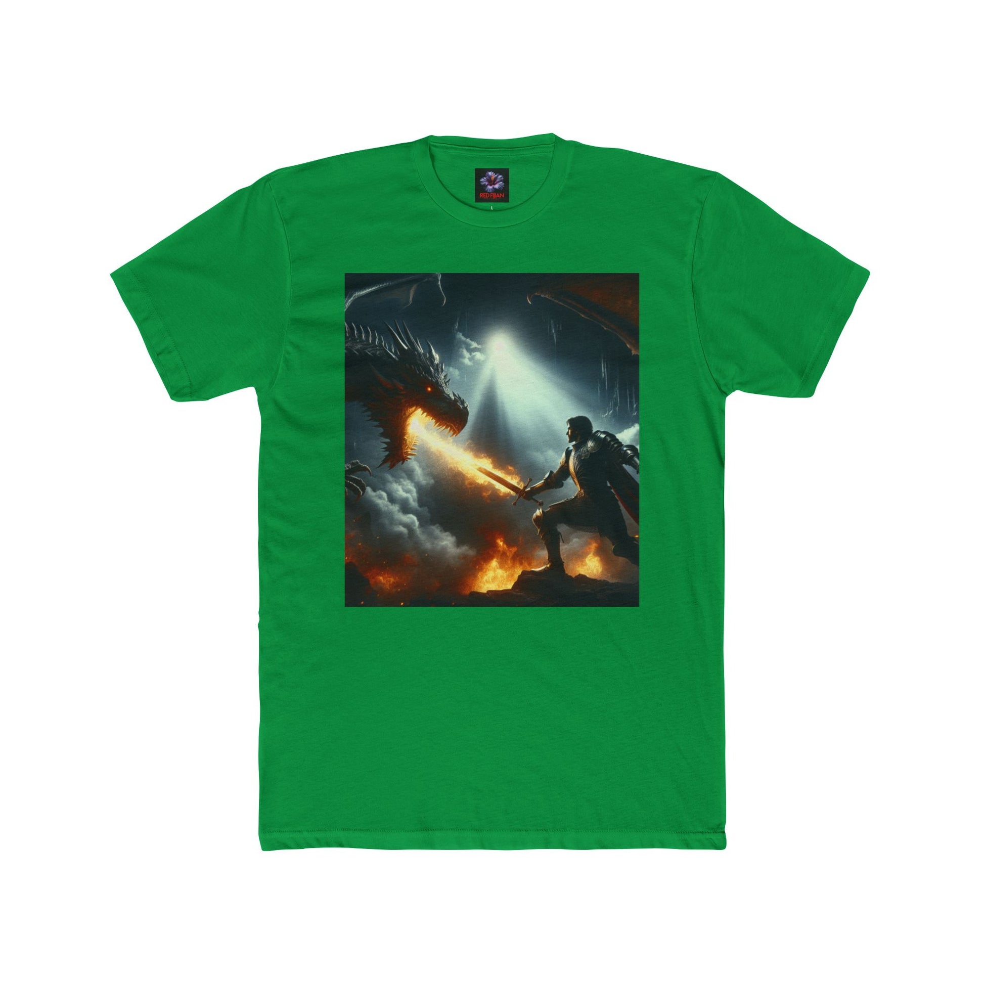 Epic Dragon Battle Unisex Cotton Crew Tee, Fantasy T-Shirt, Gift for Gamers, Adventure Apparel, Dragon Lover Top, Graphic Tee
