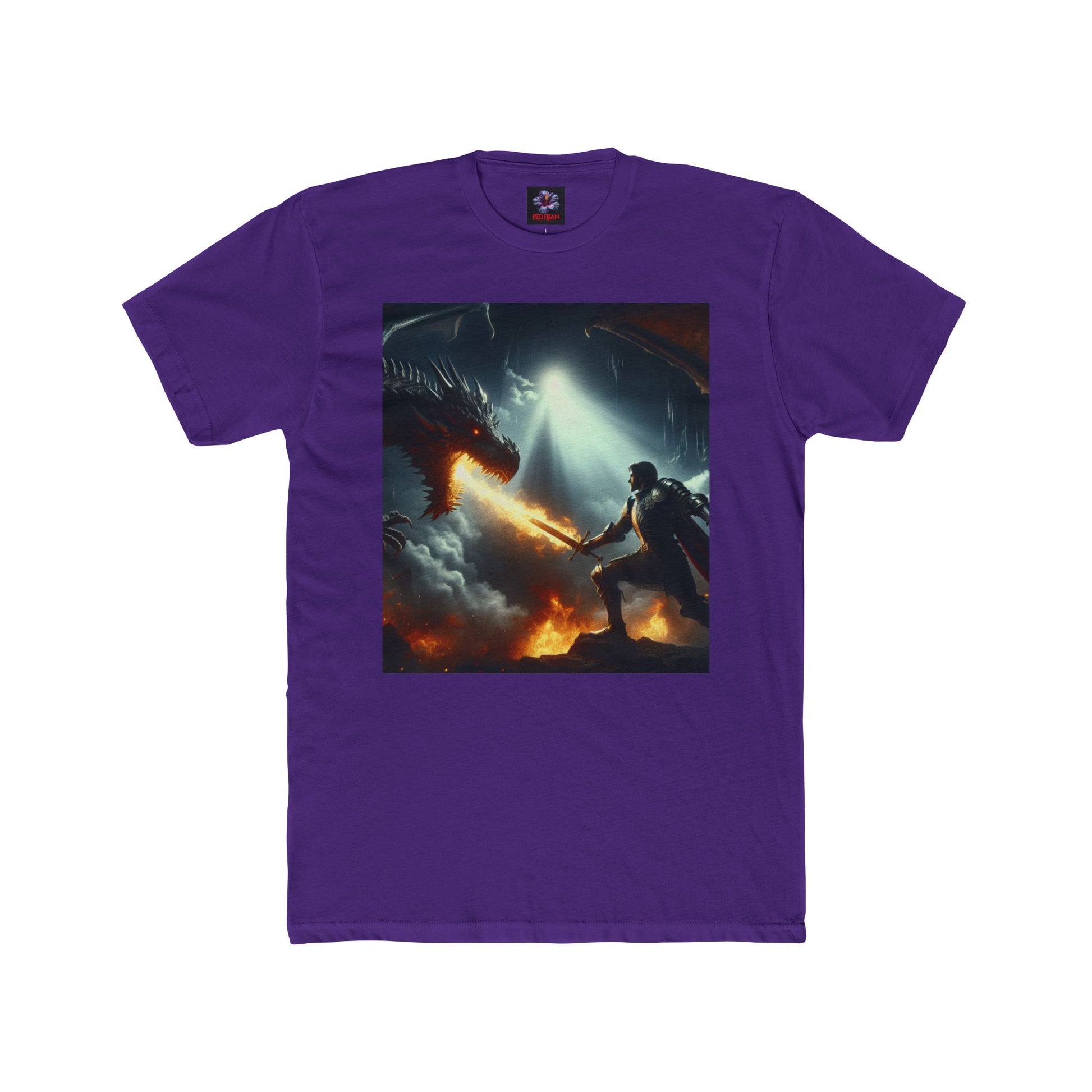 Epic Dragon Battle Unisex Cotton Crew Tee, Fantasy T-Shirt, Gift for Gamers, Adventure Apparel, Dragon Lover Top, Graphic Tee