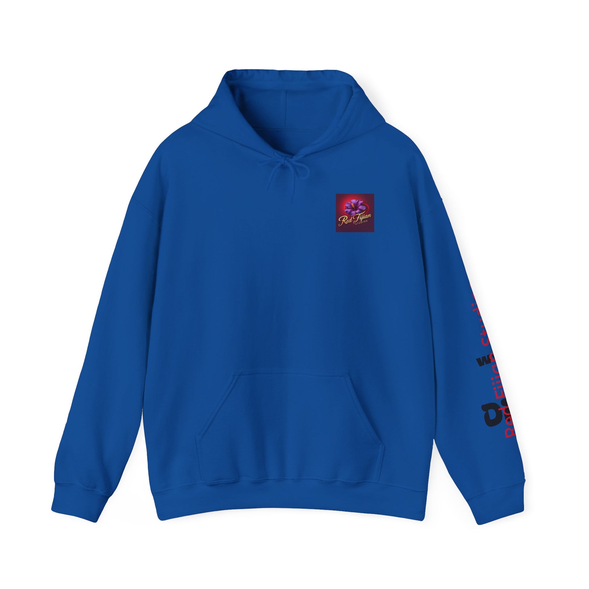 Red Fijian Studios Hooded Sweatshirt, Unisex Hoodie, Cozy Gift, Trendy Apparel, Casual Wear, Spring Fashion