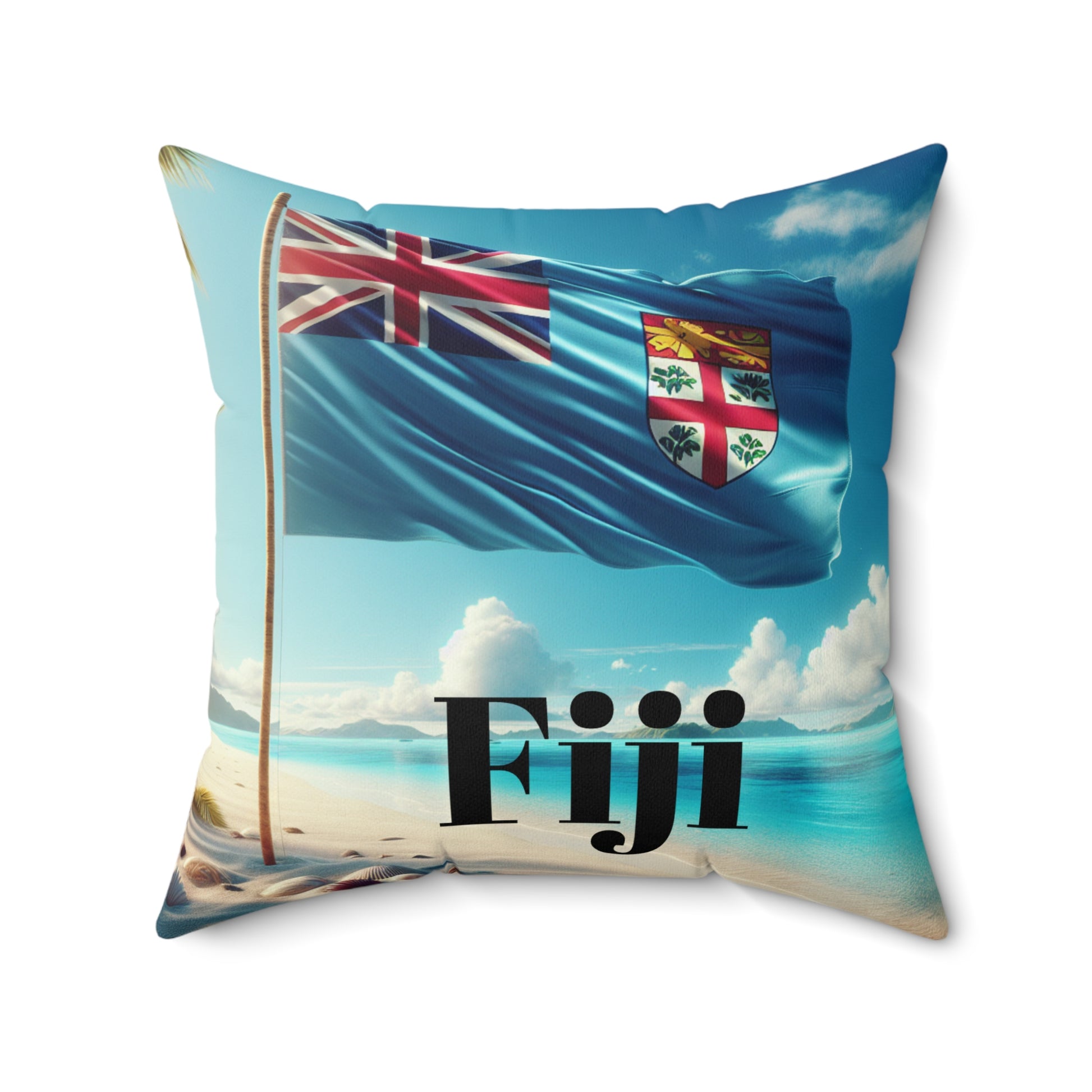 Fiji Flag Beach Decor Pillow | Boho Home Accent | Summer Vibes | Perfect for Beach Lovers, Travel Enthusiasts, Tropical Decor