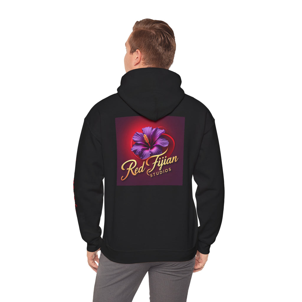 Red Fijian Studios Hooded Sweatshirt, Unisex Hoodie, Cozy Gift, Trendy Apparel, Casual Wear, Spring Fashion